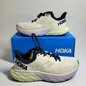 HOKA One Arahi 5 White Blanc Outer Space Running Sneaker Women 10.5 B or Men 9 B